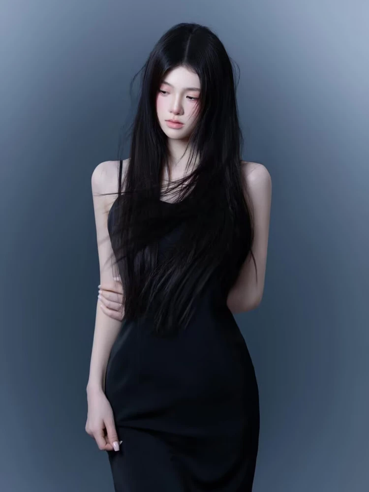 

Black Strapless Dress Photography Portrait Shooting Pure Desire Style Simple Artistic Photo Costume New Arrival Winter 2024