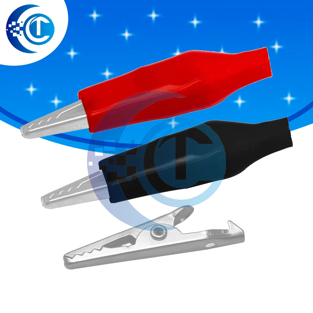 Color-Coded G98 Insulated Alligator Clips (28MM, 10Pcs) - Black-Red Metal Crocodile Clamps for Testing