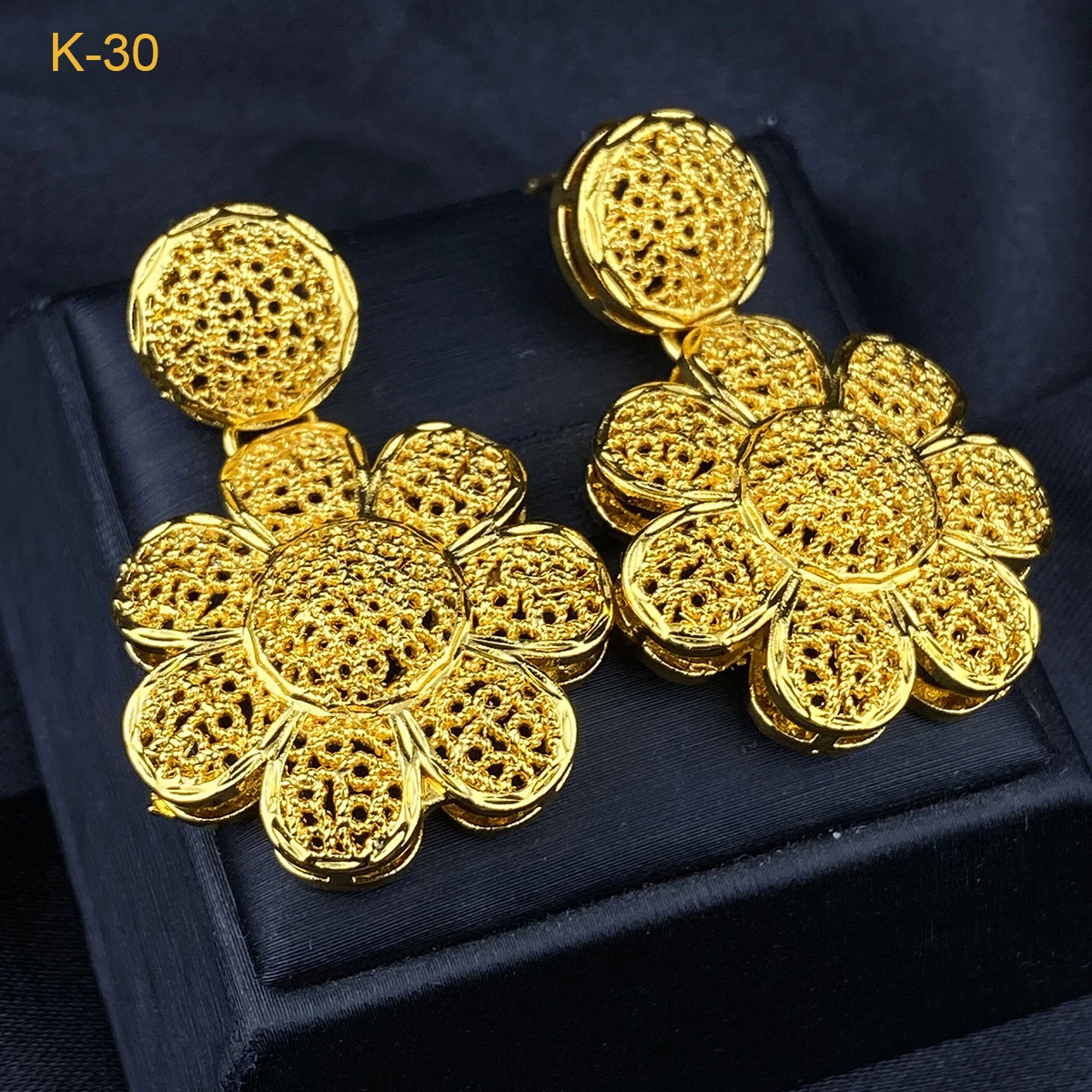 أطقم قلادة وأقراط على شكل زهرة بلون ذهبي للنساء ، طقم مجوهرات عربية ، هدايا حفلات زفاف إثيوبية ، دبي #5