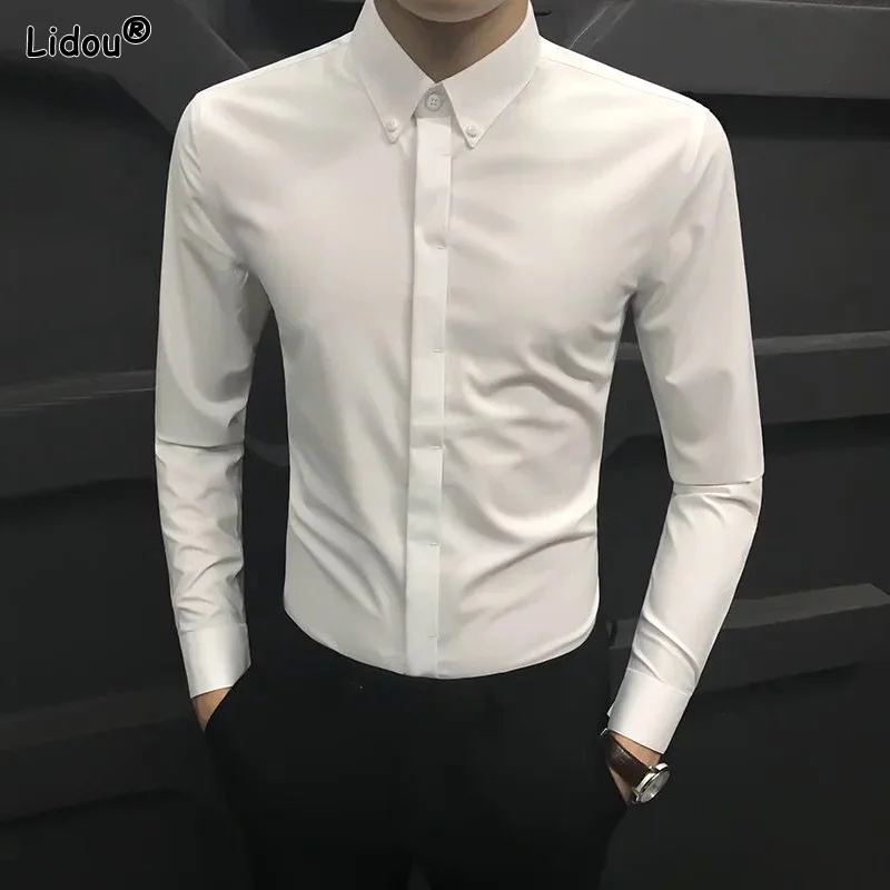 

Comfortable Turn-down Collar Four Seasons Handsome Office Solid Thin Business Casual Fashion Men's Clothing 2023 Button Shirts