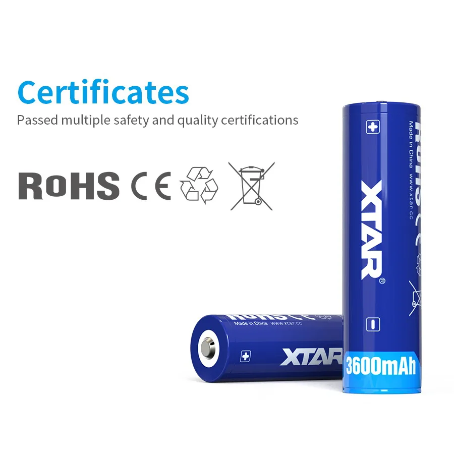 XTAR 18650 3600mAh bateria 3.6V protegido 18650 bateria recarregável Li-ion bateria