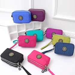 Coin Purse Women сумочка Mobile Phone Bag Fashion Small Wallet Card Holder Multifunction Three Zippers Mini Canvas Pouch Clutch