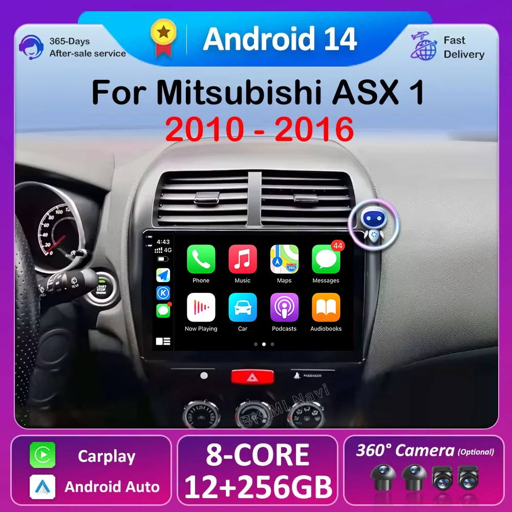 Intelligent System For Mitsubishi ASX 1 2010 2011 2012 2013 2014 2015 2016 Android 14 Car Audio Radio Player WIFI QLED Screen 4G