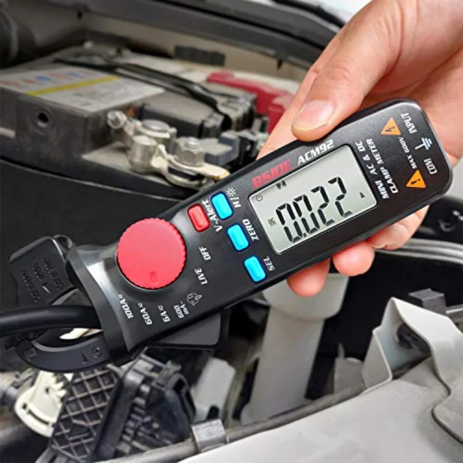 

DC Current Clamp Meter 6000 Counts Digital Multimeter Amp Continuity Ohm Hz Live Check V-Alert Voltage Tester with Back Clip