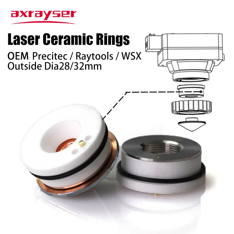 Uchwyt dyszy pierścieniowej Laser Ceramic 28/32mm OEM Precitec Raytools WSX Fiber Head P0571-1051 KT CON Procutter Lightcutter BT230 240