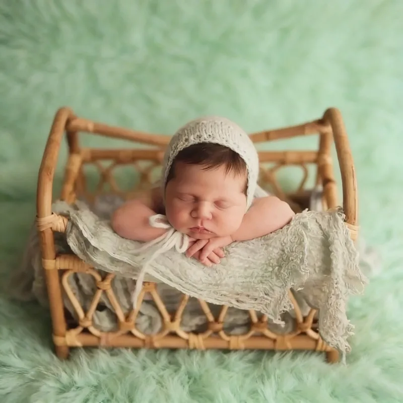 1pc Handmade Rattan Retro Photography Basket Newborn Studio Shooting Props Practical Furniture Baby Photo Growth Souvenir Gift