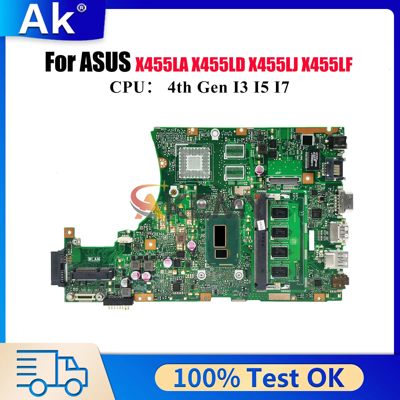 

X455LA Laptop Motherboard For ASUS K455L X455LD X455LJ X455LN X455LNB X455LF X455L A455L X455LB X455LAB Mainboard I3 I5 I7 CPU