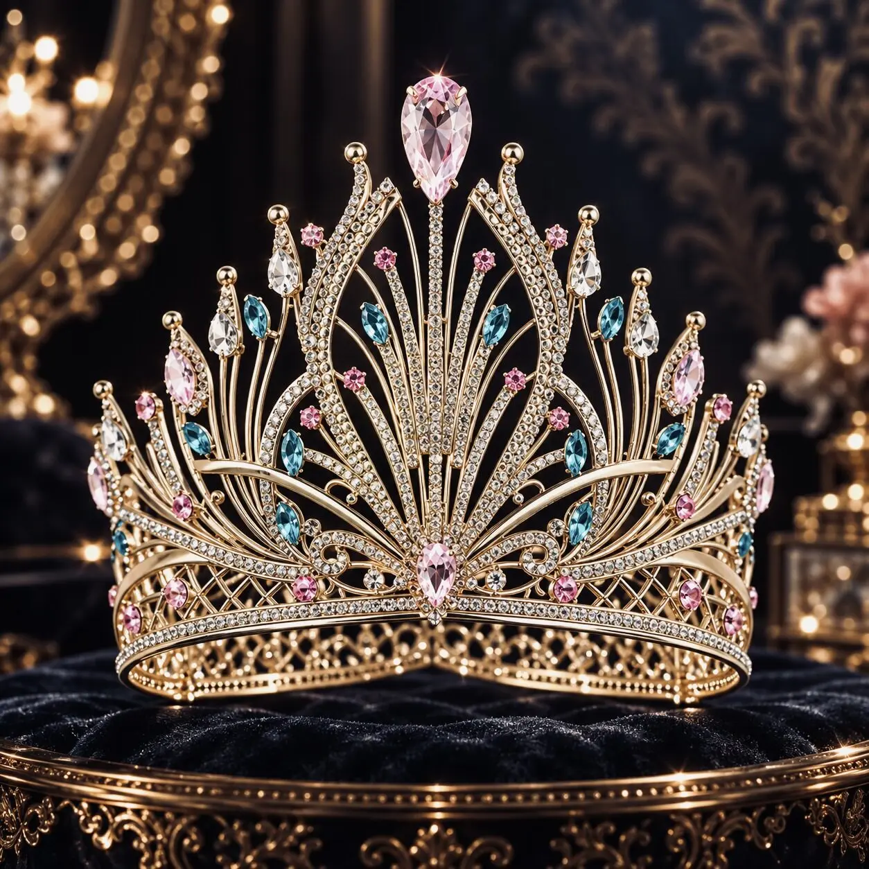 European Luxury Large Bride Hair Crown Accessory for Beauty Pageant Coronation Queen Wedding Dress Stage Runway Photoshoot