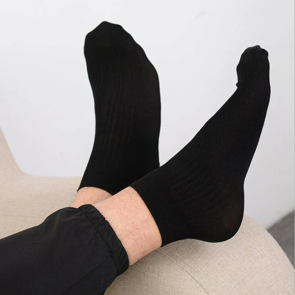 Short Stockings Socks Polyester Cotton See-Through Silky Ultra-thin 10 Pair Breathable Comfortable Dress Socks