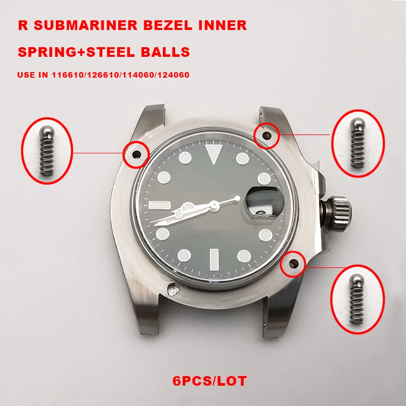 6PCS Watch Bezel Inner Click Spring Steel Ball Tips For SUB Submariner 114060 126610 116610 124060, Watch Parts