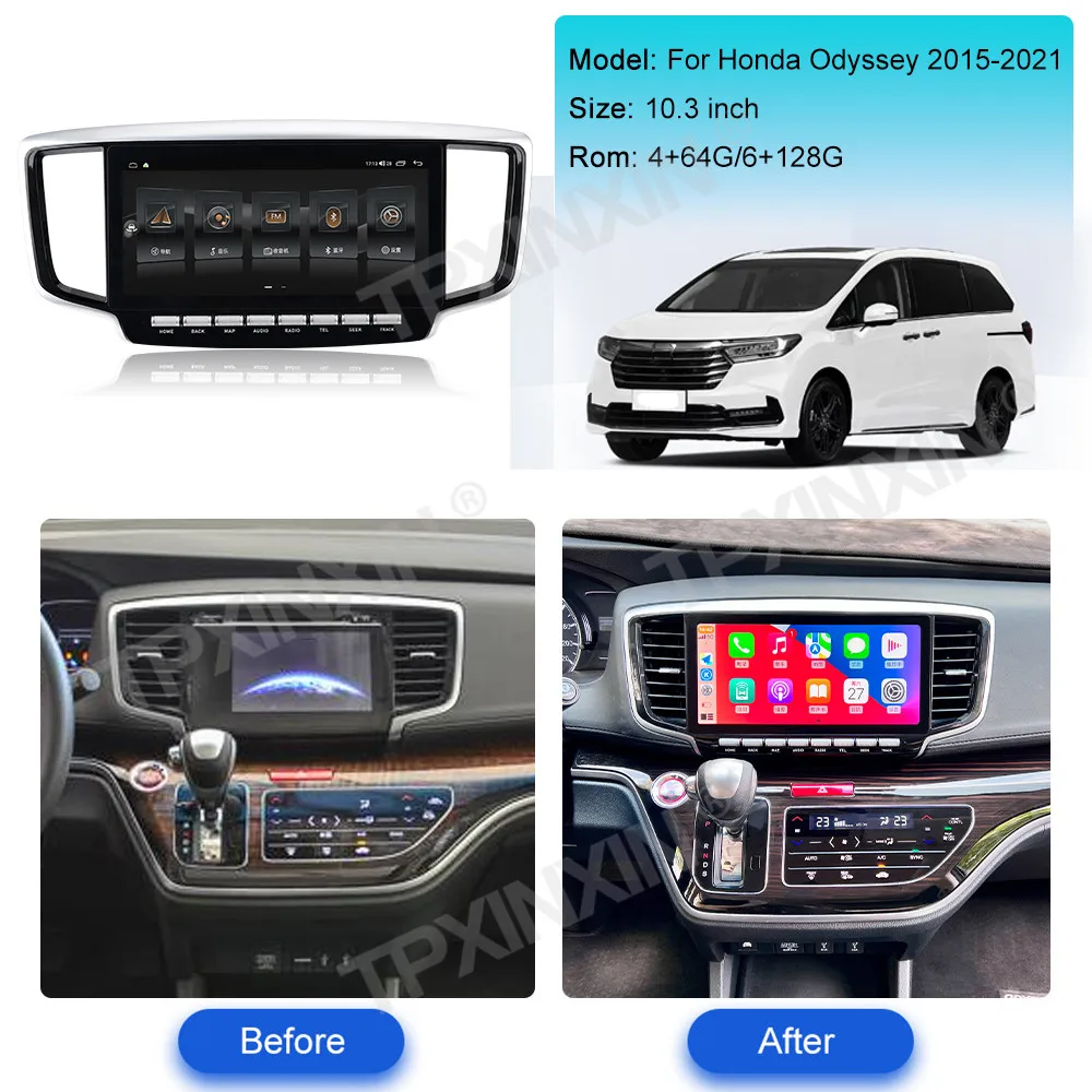 10.3 inch For Honda Odyssey 2015 to 2021 car Android 13.0 auto Carplay GPS Navigation Screen  Multimedia Player Stereo Head Unit