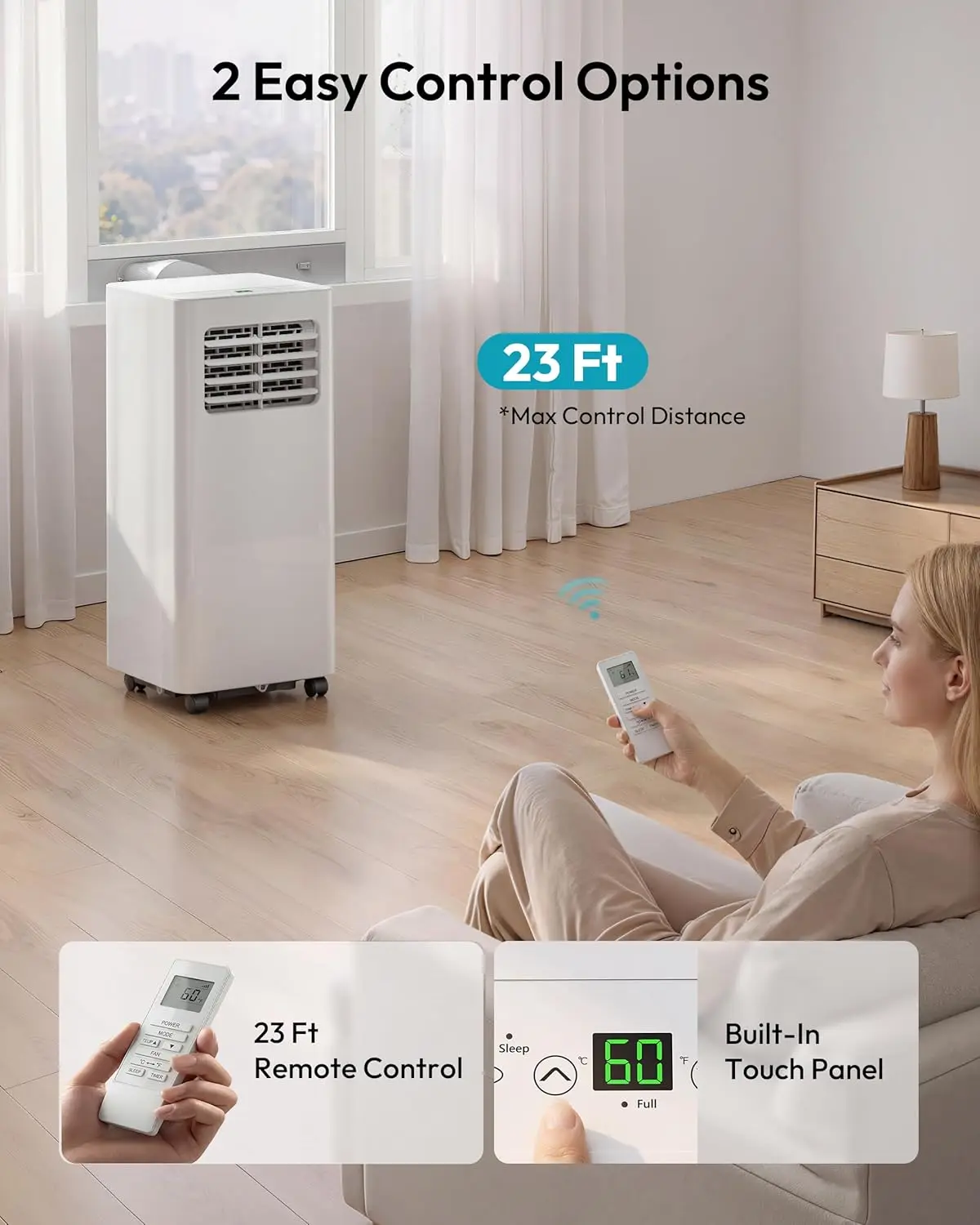 

8,000 BTU Portable Air Conditioners, 4-in-1 Air Conditioner Portable Up to 350 Sq.Ft., Portable AC Unit with Cool, Fan, Dehumidi