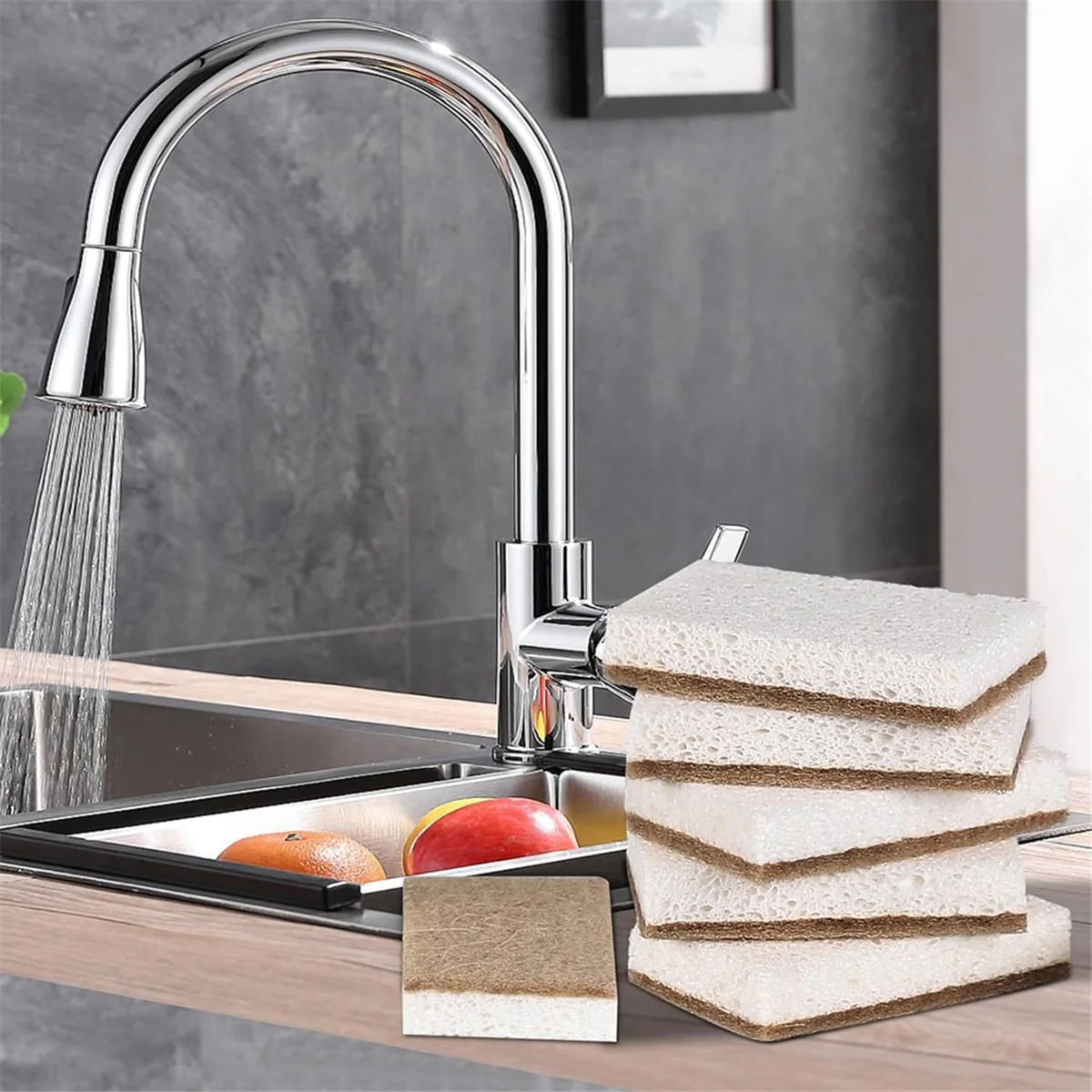 ABLK Esponjas naturales ecológicas para platos, paquete de 12, esponja de cocina biodegradable con depurador de coco compostable