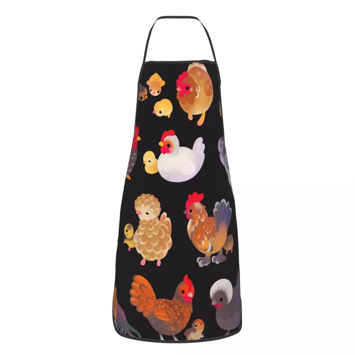 Chicken And Chick - Dark Apron Chef Cooking Cuisine Tablier Waterproof Bib Kitchen Cleaning Pinafore for Women Men Painting