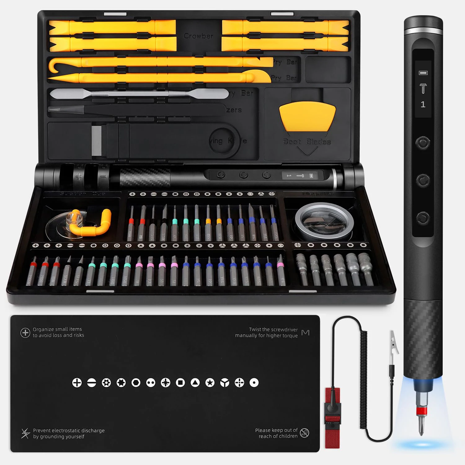 71 in 1 Precision Electric Screwdriver Set S2 High Hardness Alloy Steel with LED Light Multi-function Repair Tool for Camera DIY