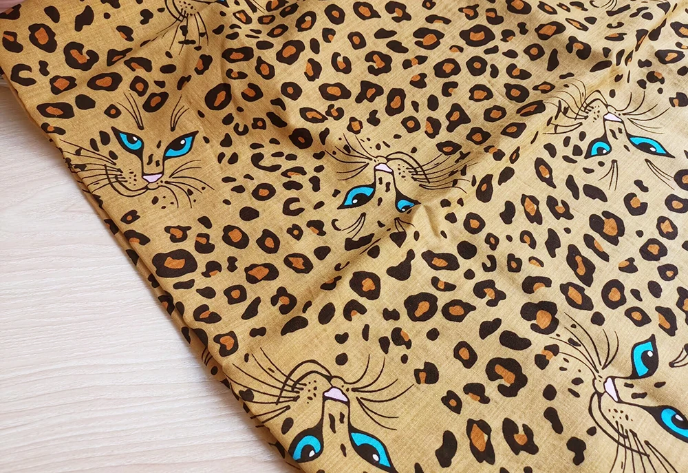 1 Meter x 1,45 Meter Afrika Brown Leopard Dress Material Stoff Dünne Baumwoll-Krepp-Gaze Nicht transparent – Detail 6