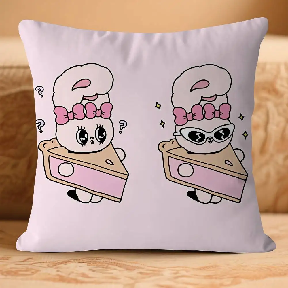 غطاء وسادة EstherS Anime Bunny غطاء وسادة قابل للإزالة وقابل للغسل - كتان ناعم لجميع المواسم