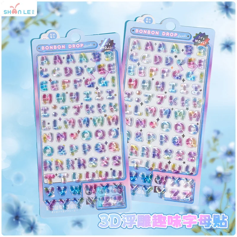 

3D Rainbow Letter Relief Three-dimensional Crystal Sticker Handmade DIY Poster Album Mobile Phone Case Decoration