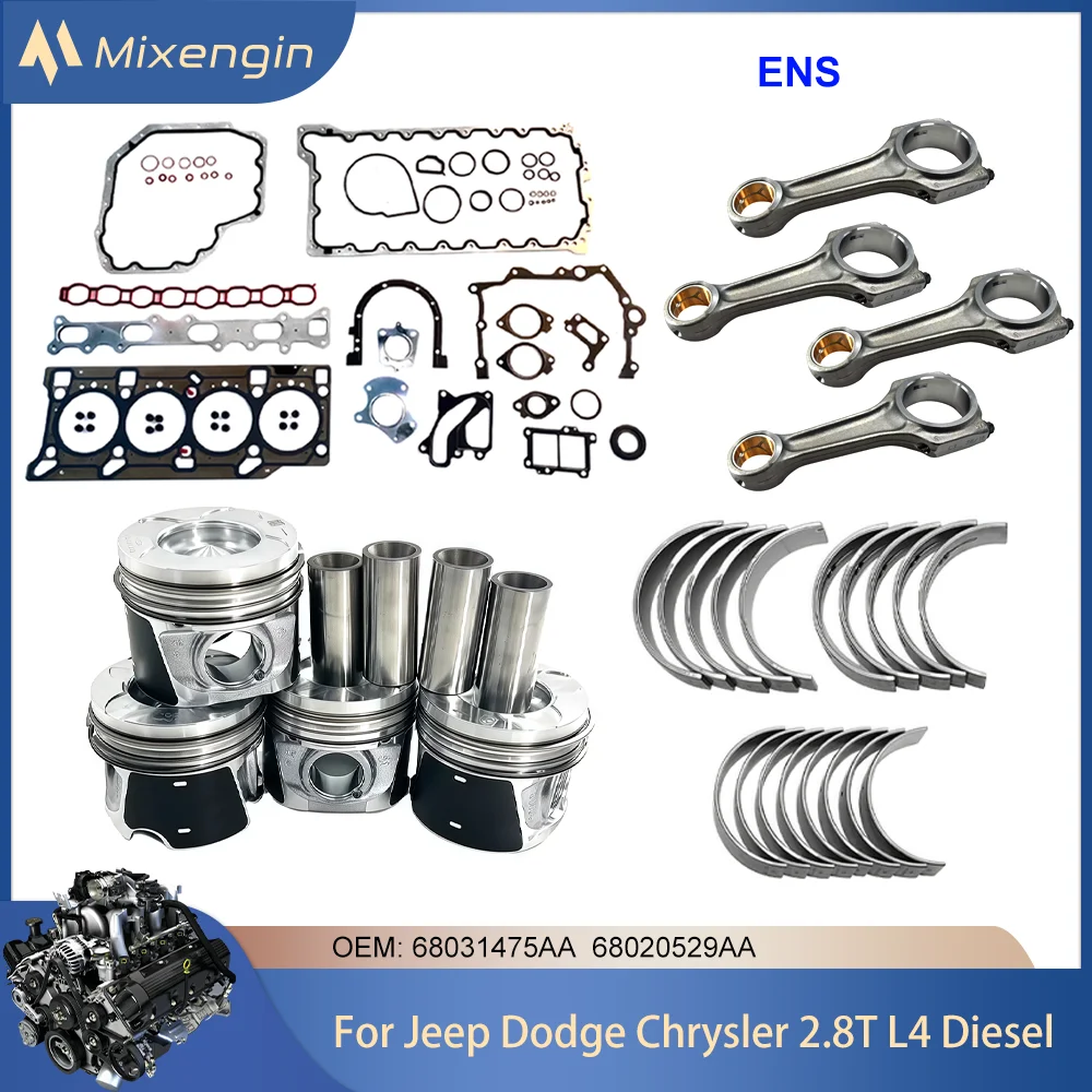 

Комплект прокладок и вкладышей шатунных подшипников двигателя для Jeep Wrangler, Cherokee, Dodge Nitro, Chrysler ENS 2.8L L4 Diesel