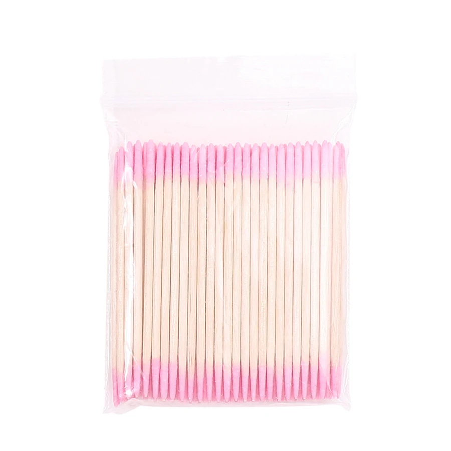 100 stuks dubbelzijdige wattenstaafjes fijne puntige tips voor nail art make-up eyeliner correctie - beauty tools