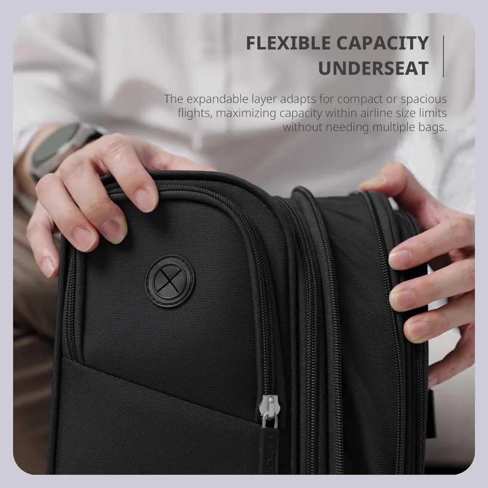 Bolsa de equipaje de mano expandible Softside con ruedas para viajes cortos, ideal para aviones y aerolíneas