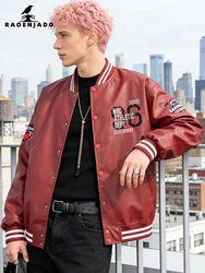 Men's Faux Leather Jackets Varsity Embroidered Baseball Coat Casual Daily Motorcycle Windbreaker Bomber Outerwear New in Jacket