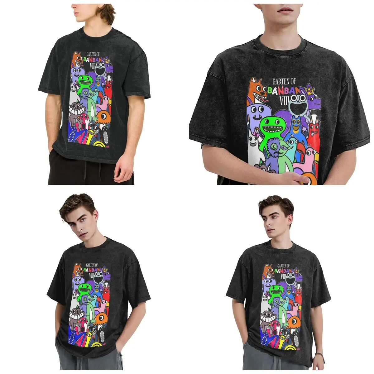 Cartoon Garten Of Banban Hip Hop Short Sleeve T-Shirts Washed Tops Tees Streetwear T Shirt Vintage for Men woman