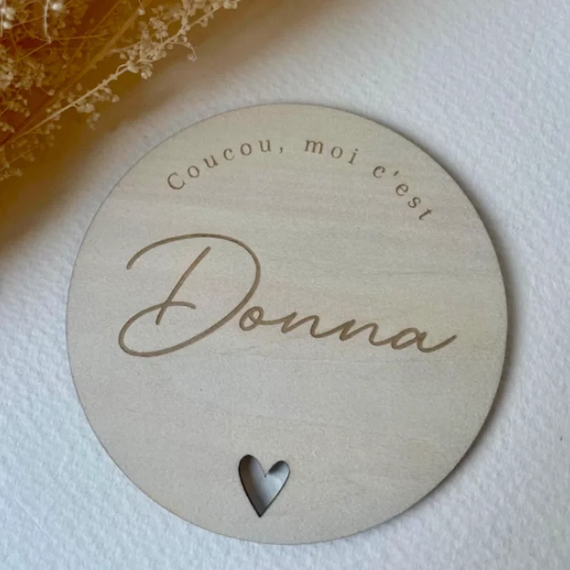 

Деревянная карточка с оповещением о рождении ребенка, деревянная персонализированная карточка о рождении