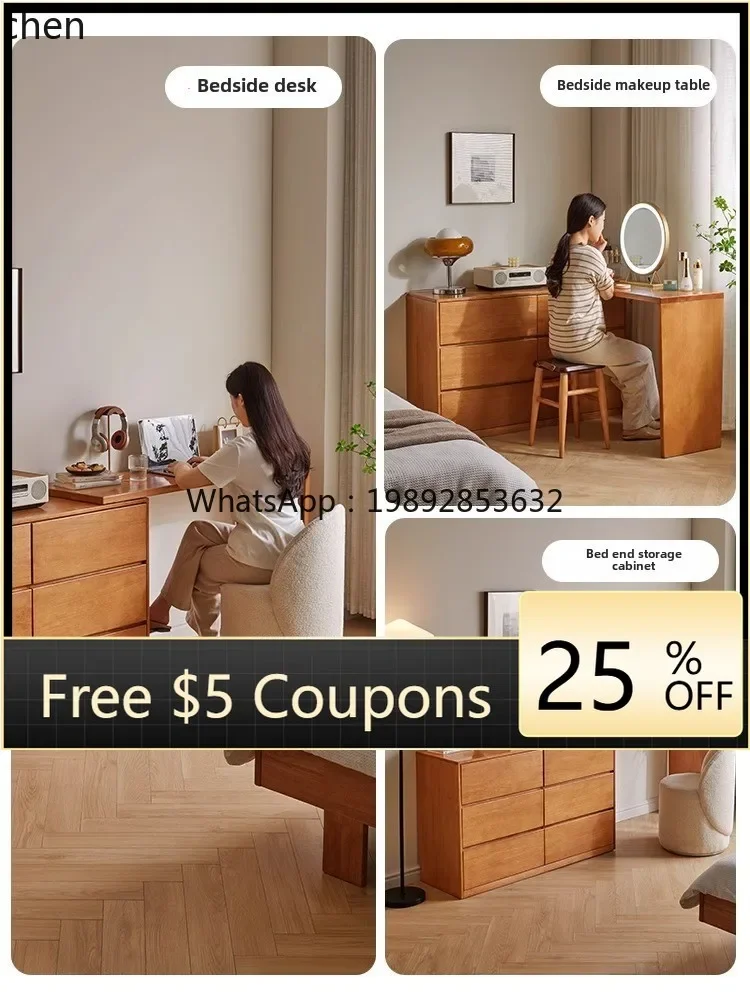 

BB chest dresser integrated corner desk bedroom modern simple solid wood cosmetic cabinet dressing table