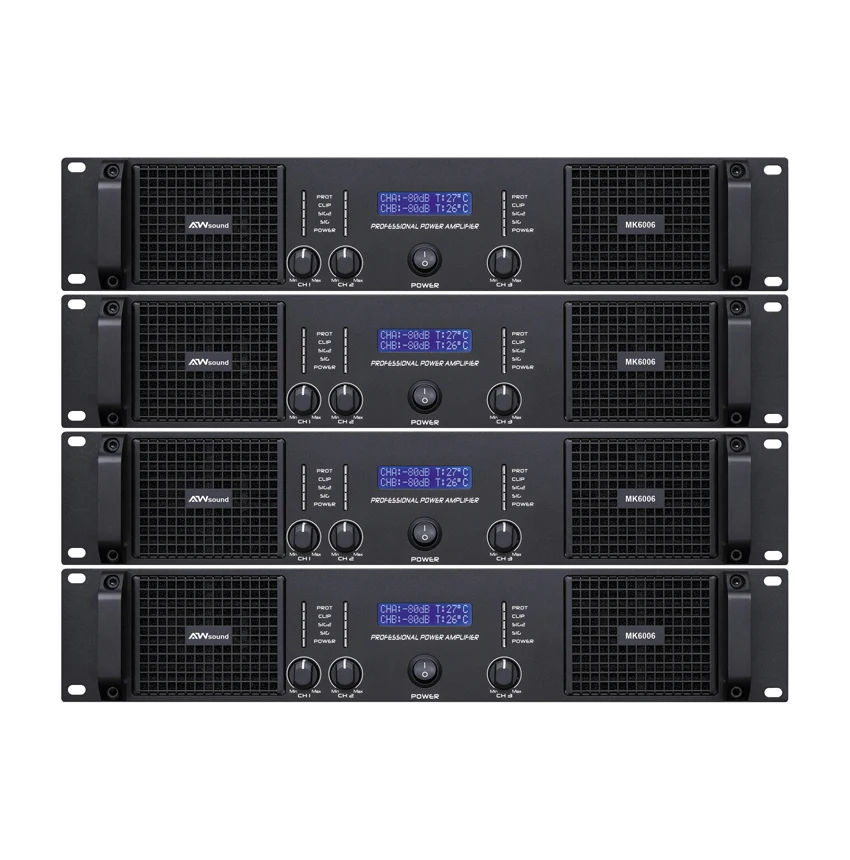 

Custom ODM/OEM MK6006 600W 3 Channel Class H 8 Ohms Professional Power Amplifiers Pioneer Speaker