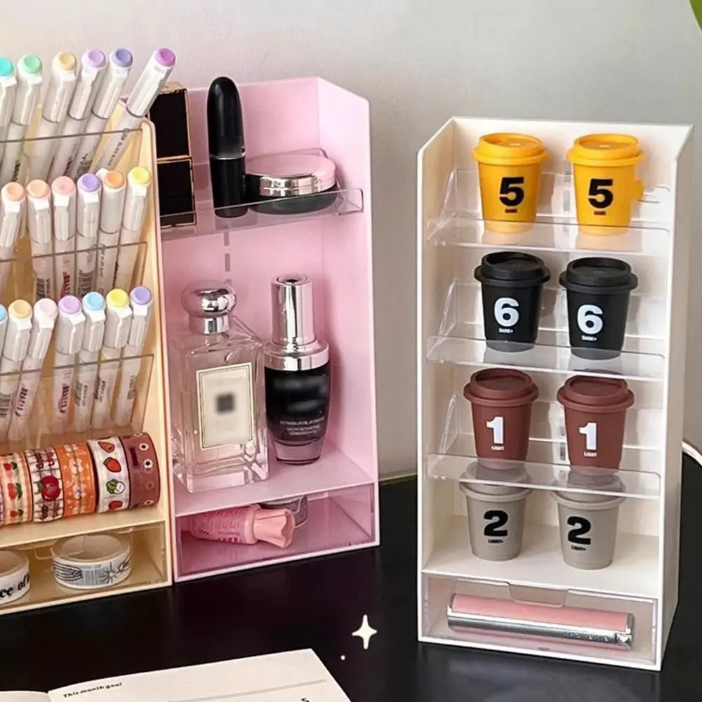 

Durable 6 Compartments Plastic Desk Organizer 3 Tier Drawer Pencil Holder Detachable Large Capacity Desktop Display Shelf Home