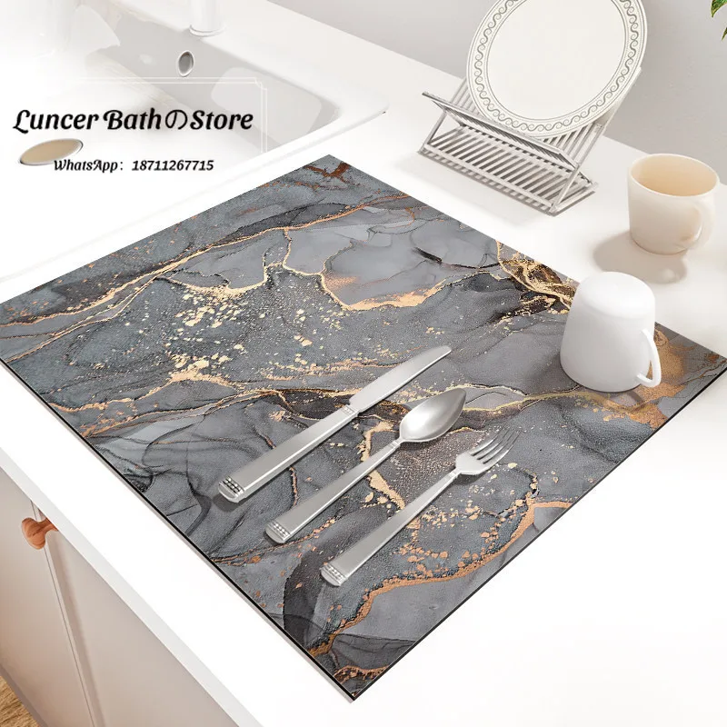 Simple diatomaceous earth drainage pad, washable in the kitchen, quick drying countertop pad