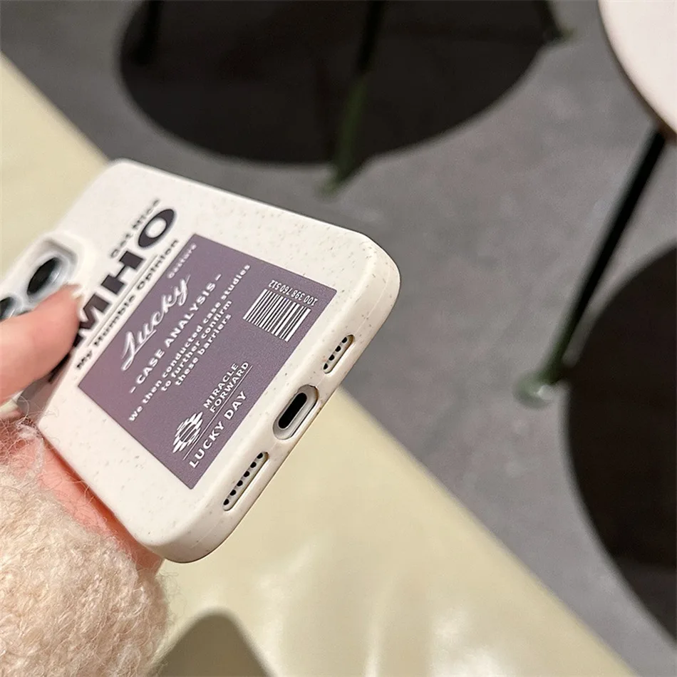 Biodegradable Wheat Phone Case For iPhone 15 14 Plus 13 12 11 Pro Max XR XS Max 6 7 8 Plus Fashion INS Letter Print Soft Cover image 5