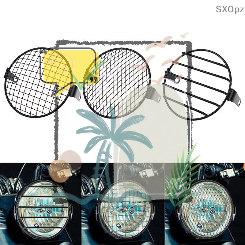 5.75inch Metal Motorcycle CG125 Modified: Headlight GN125 Cruiser Retro Light Grille Protective Ccover