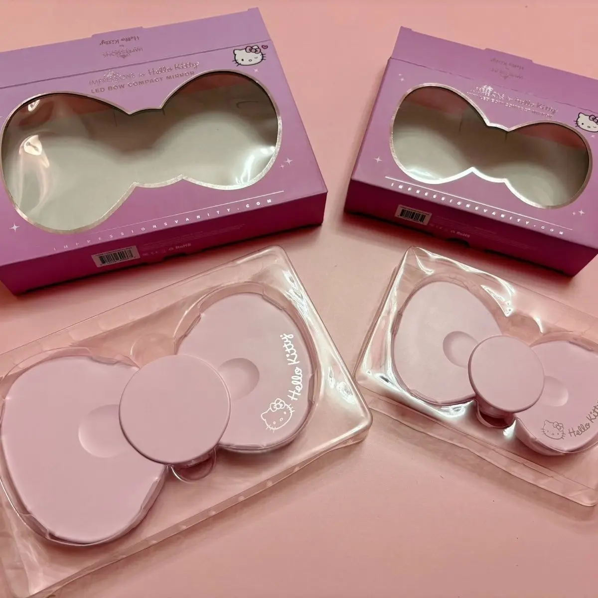 Kawaii Sanrio My Melody LED Mirror Butterfly Shape 3 Color Stepless Dimming Rechargeable HelloKitty Cute Portable Home Gifts view 3