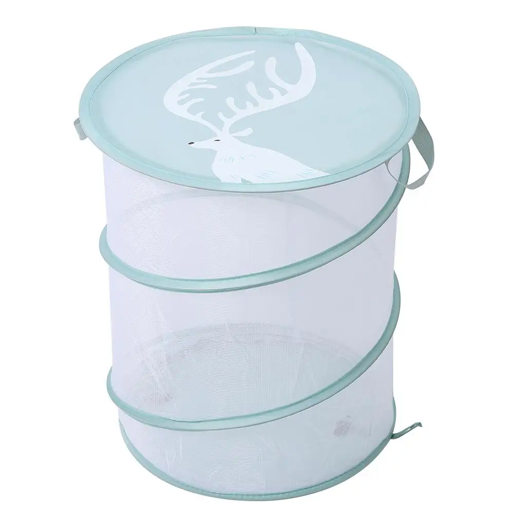 Easy To Store Green Storage Hanging Bag Hanging Type Foldable Storage Basket Perspective Space Saving Net Pocket Home