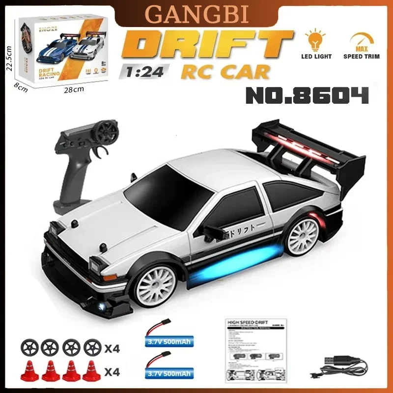 AE86 RC Drift Racing Car 1/24 4WD 30KM/h High Speed with Light 2.4G Radio Controlled Vehicle Model Race Competition Toy for Boys