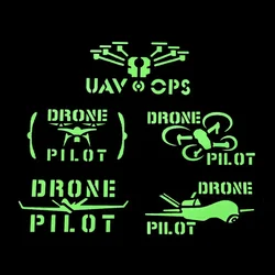 Chooseful DRONE PILOT Reflective Military Tactical Glow Pilot Label Patch For Tactical Vest Stickers Pilot Bag Hat