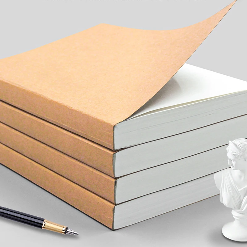 Imagem -03 - Capa de Papel Kraft Faça Você Mesmo Adesivos em Branco Dentro Página Escritório Estudo Notas Suprimentos Grosso a5 b5 100 e 200 Folhas Livro Qp55