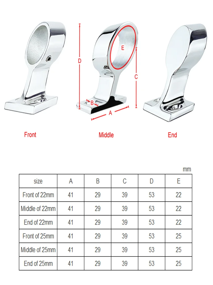 Angles 316 Stainless Steel Boat Hand Rail Fitting Marine Railing Support Bracket Tube Stanchion Hardware Yacht Accessories 1pc