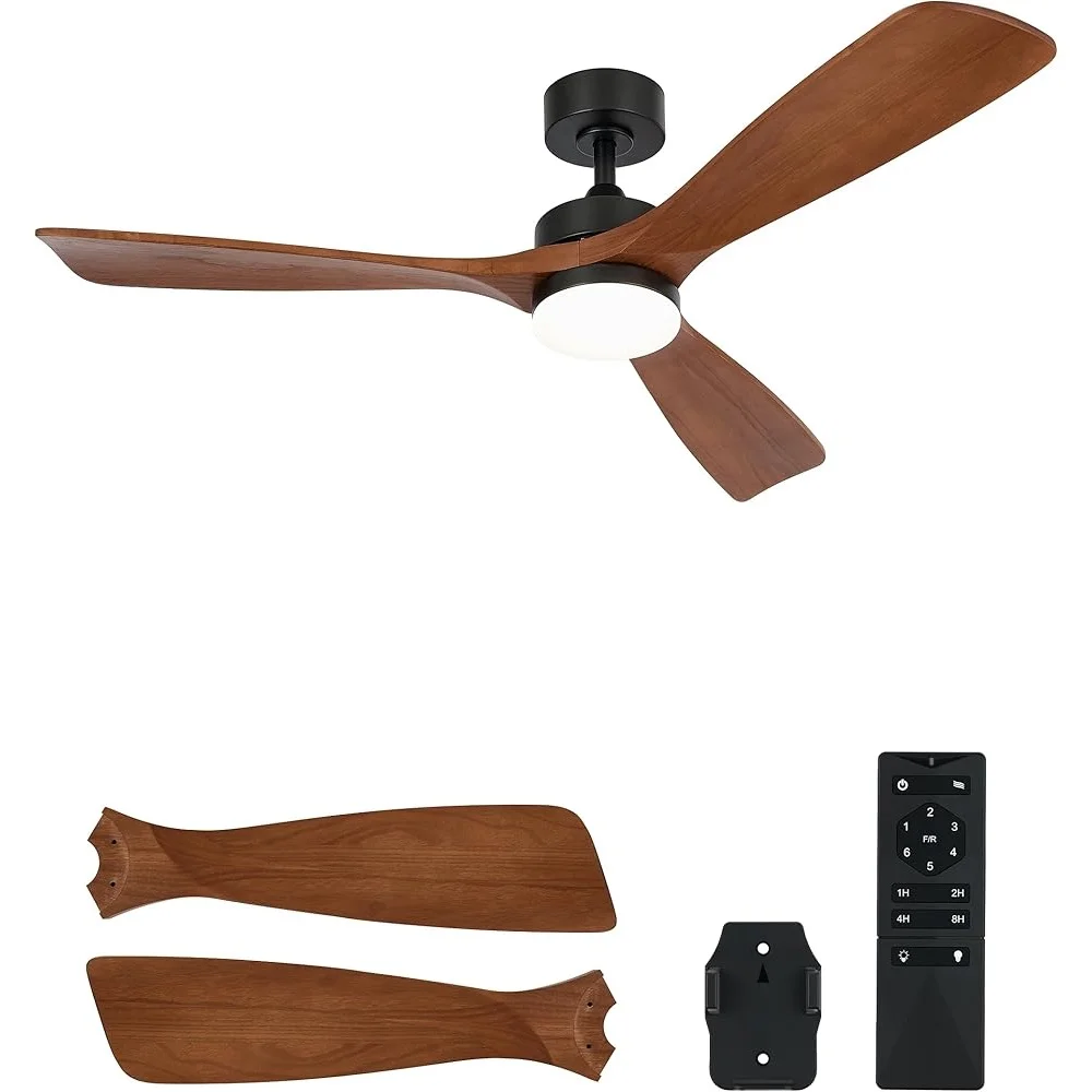 52-дюймовый потолочный вентилятор с подсветкой, пульт дистанционного управления, 6-скоростной реверсивный бесшумный двигатель постоянного тока для использования в помещении и на открытом воздухе с функцией памяти таймера