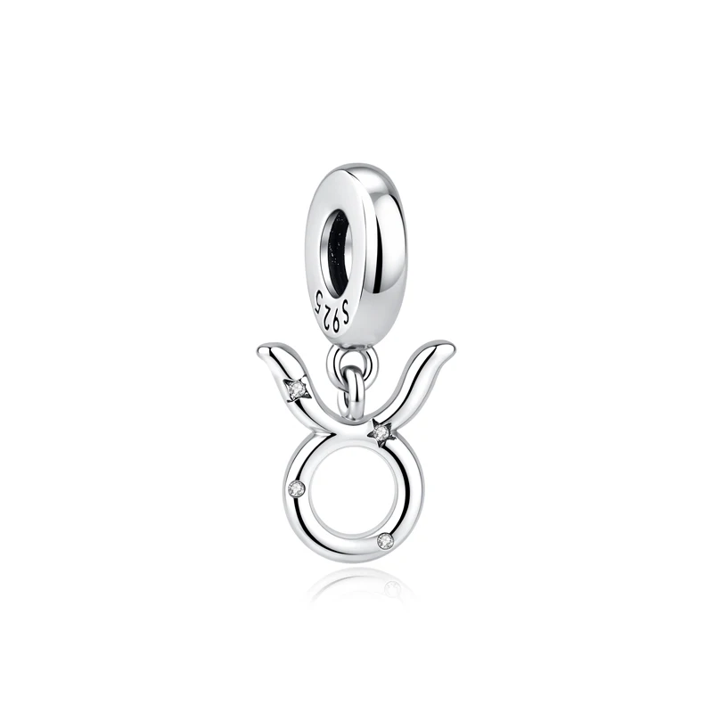 Original 925 Sterling Silber Charms Perlen 12 Sternzeichen A-Z Buchstaben Jungfrau Widder Passend für Markenarmbänder Halsketten Schmuck für Frauen