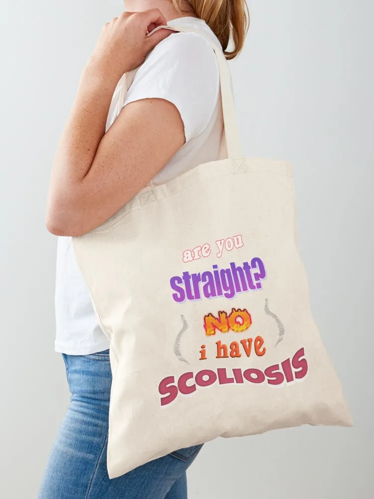 

Are you straight No, I have scoliosis pun Tote Bag cute tote bag tote bags men canvas bags personalized
