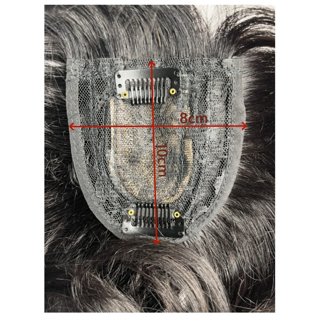 Atasan Rambut dengan Poni Klip Di Atas untuk Wanita dengan Rambut Menipis Renda Sejuk & Dasar PU Potongan Rambut Penutup Rambut Abu-abu