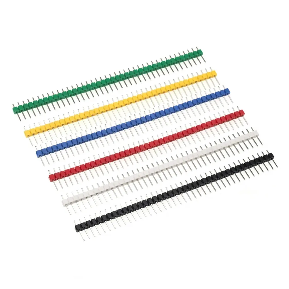 10pcs 1X40Pin Breakable Pin Header 2.54mm Single Row Male Header Connector PCB Pin Strip for Arduino Yellow/Green/White/Black