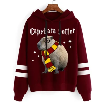 Capybara Potter Hoodies Women LongSleeve Spring Casual Sports Hoodie Animal Capybara Harajuku Women Vintage Sweatshirts Clothing