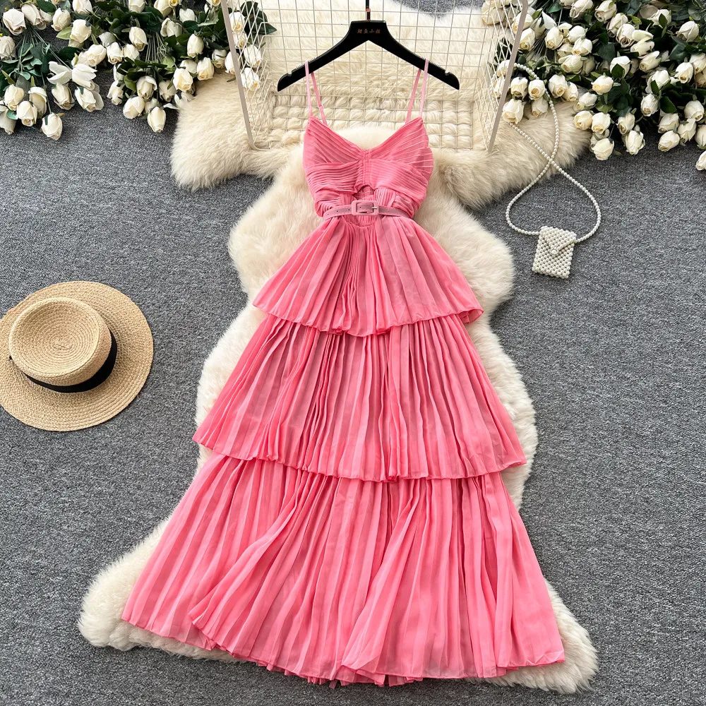 

Women Long Dress Cake Dresses Sling Vestidos Y2k Streetwear V Neck Sleeveless Beach Elegant Slim Fit Party Night Work 2026