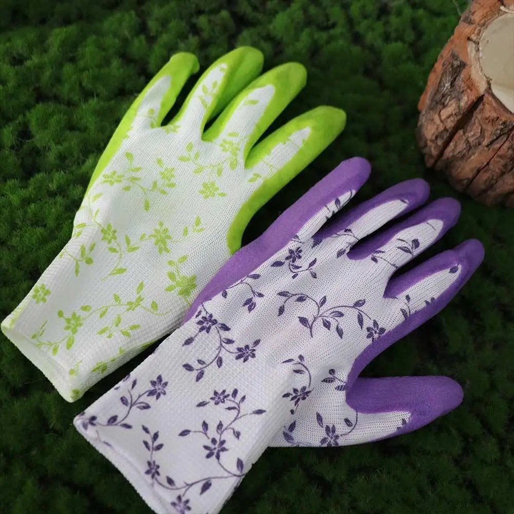 

3Pairs Durable Breathable Gardening Gloves Comfortable Printed Latex Foam Gloves Waterproof Non-slip Working Glove Outdoor