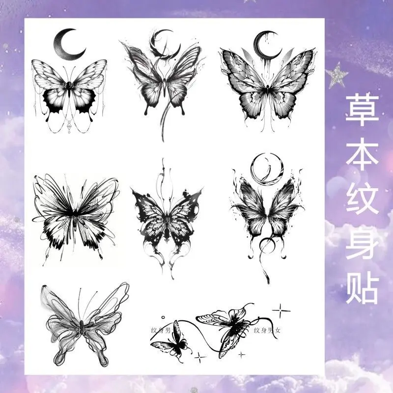 Butterfly Temporary Tattoos Sticker Women Waterproof Fake Tattoo Cartoon Pink Tatoo Festival Cute Tatto Stickers Set Cheap Goods