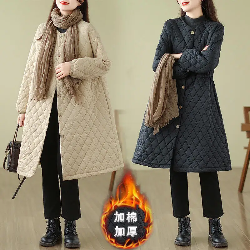 2026New Winter Women Lightweight Cotton Jacket Light Luxury Westernstyle High End Loose Medium To Long Comfort Warmcotton Jacket